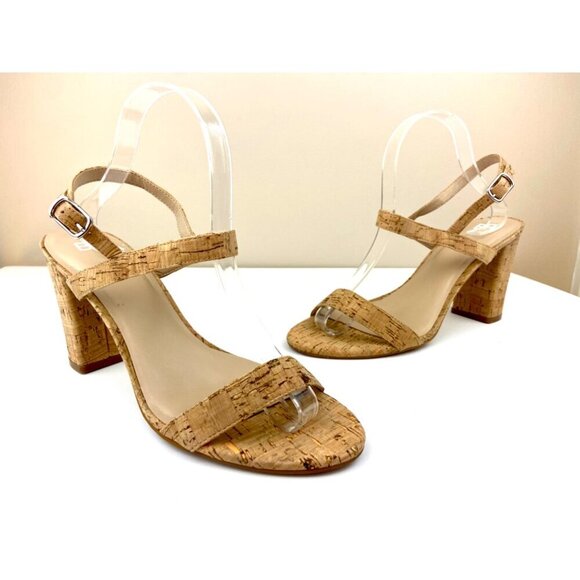 BP Cork Block Heeled Open Toe Strappy Slingback Sandals Size 9 - Picture 2 of 12